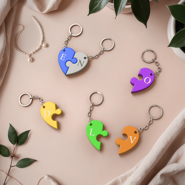 Porte-clés Cœur en Puzzle